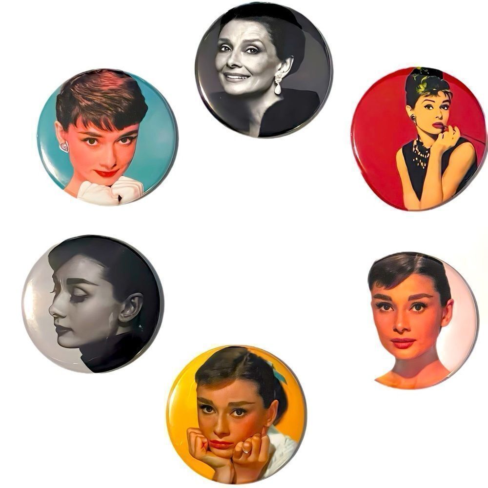 NWT AUDREY KATHLEEN HEPBURN 2.5”MAGNETS 6 PIECE SET BEST IN HOME ACCESSORIES